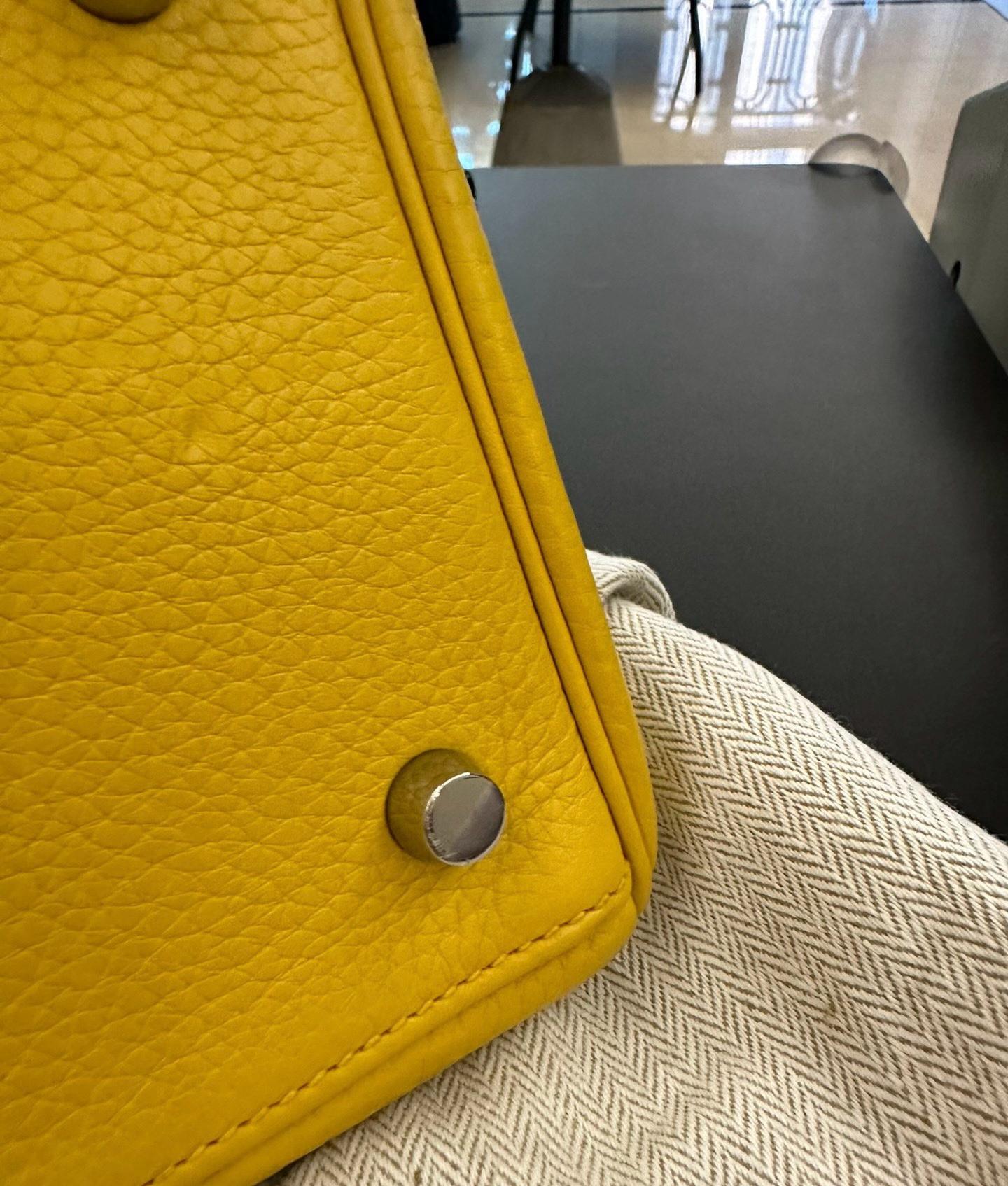 Hermes Shoulder Kelly Yellow Togo Leather Palladium Hardware