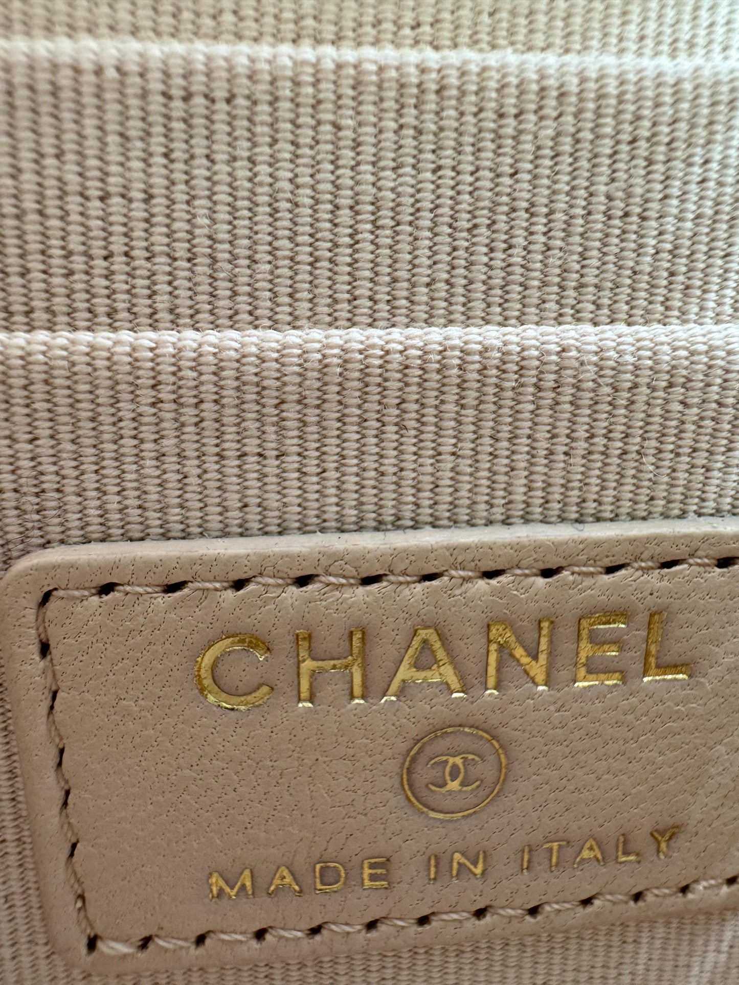 Chanel peach quilted leather coin purse with gold chain strap