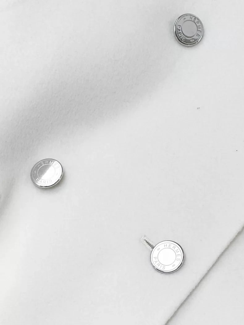 Hermes white cashmere belted coat