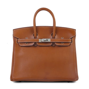HERMÈS Birkin 25 Fauve Barenia Faubourg Palladium hardware