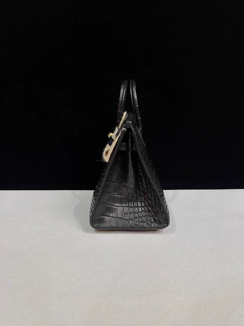 Hermes Birkin 20 black matte Alligator leather gold hardware