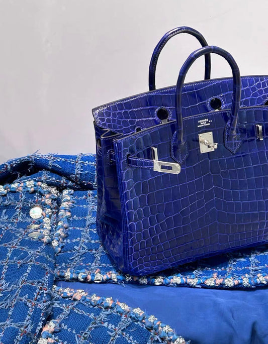 Hermès Birkin 25 Bleu Electric Shiny Niloticus Crocodile Palladium Hardware