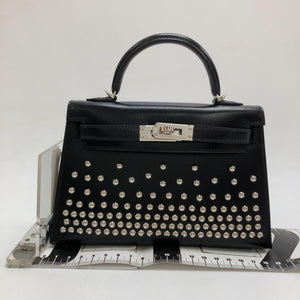 HERMÈS CLOUTÉ MINI KELLY 20 STUDDED BLACK BOX PALLADIUM HARDWARE