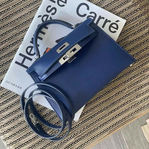 Hermès Kelly Mini 2nd Generation Sapphire Blue Box Leather with Silver Hardware