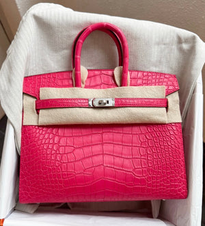 Hermes Birkin 25 Sellier Rose Extreme Matte Alligator Palladium Hardware