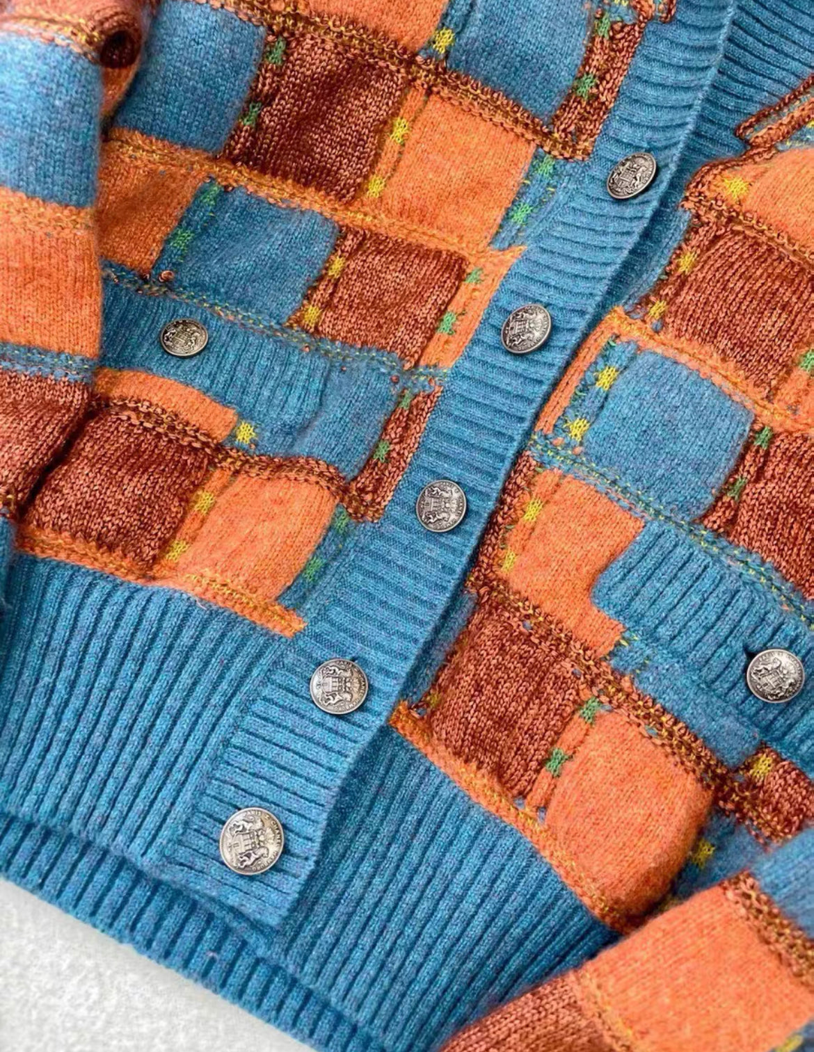 Chanel Paris-Salzburg 2015 Blue, Brown  orange knitted jacket size 36