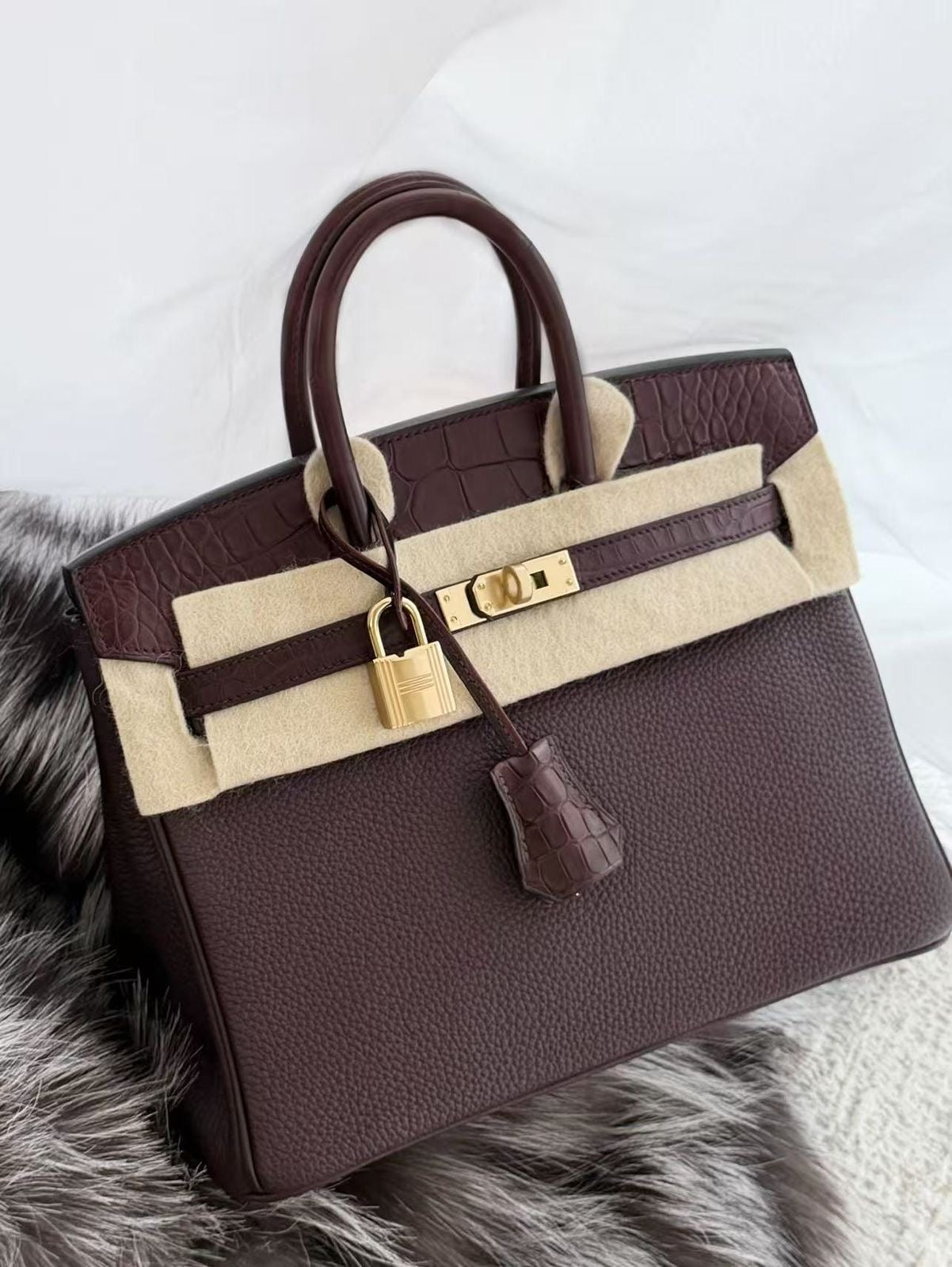 Hermes Birkin 25 Touch Rouge Sellier Togo/Matte Alligator Gold hardware