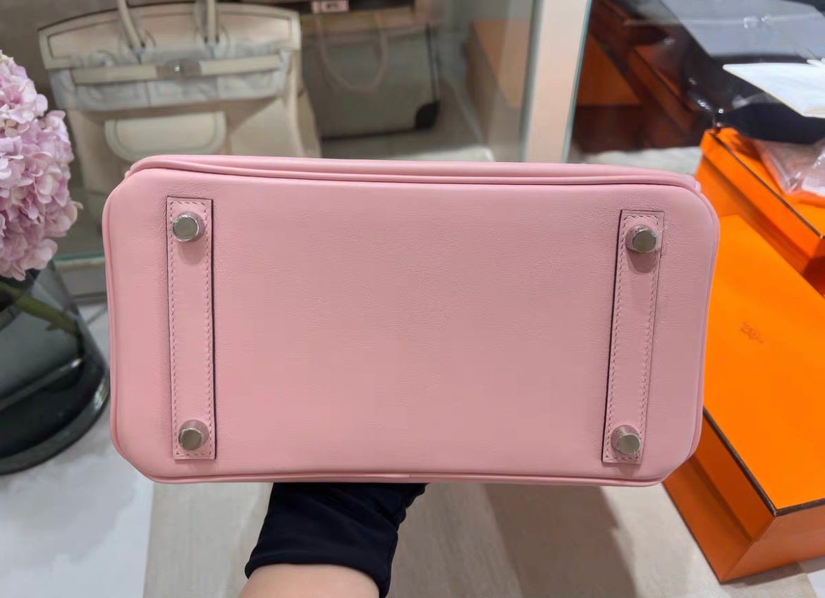 Hermes Birkin 25 Rose Sakura Pink Swift Palladium Hardware Handbag