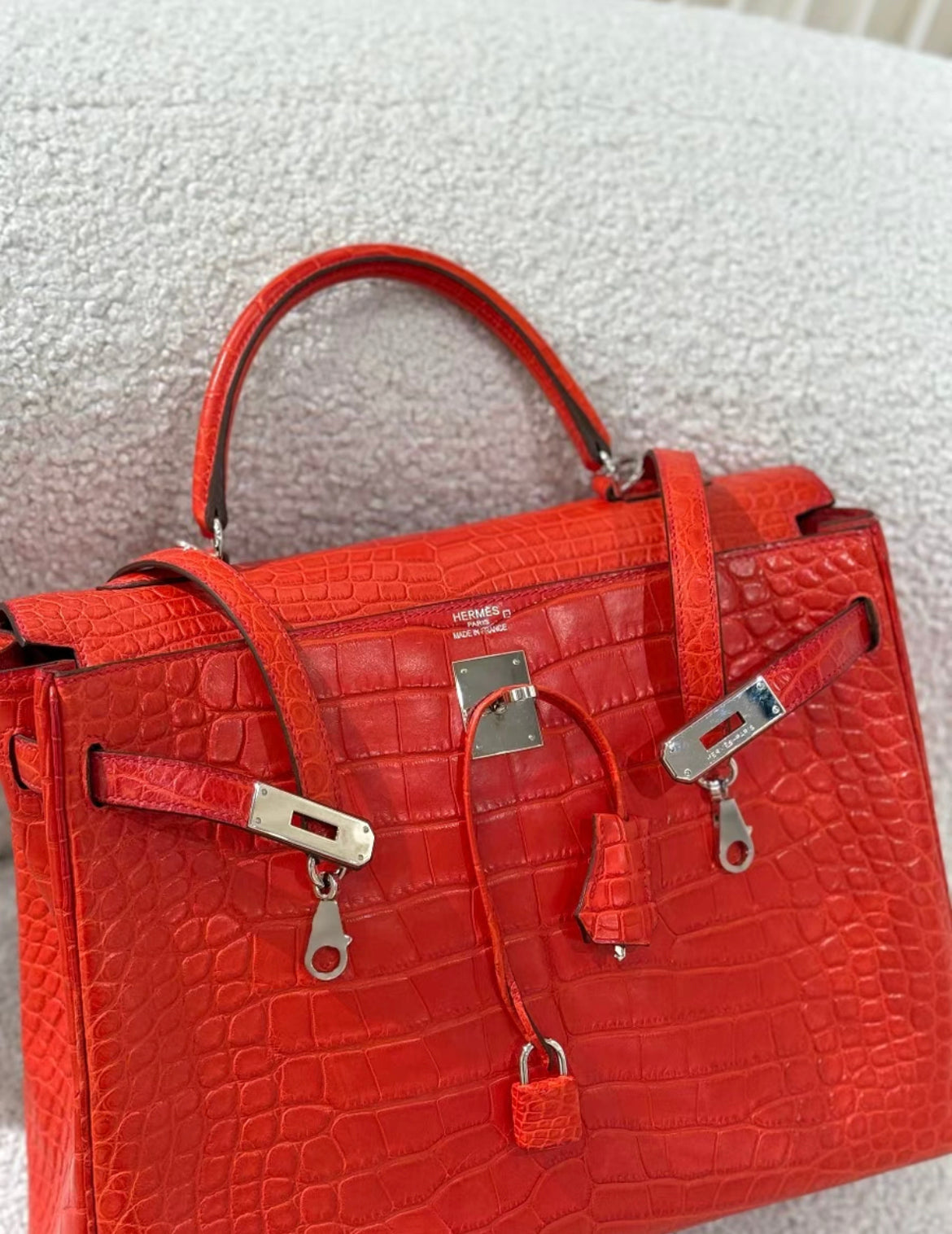Hermès Kelly 35 Red Crocodile Palladium hardware