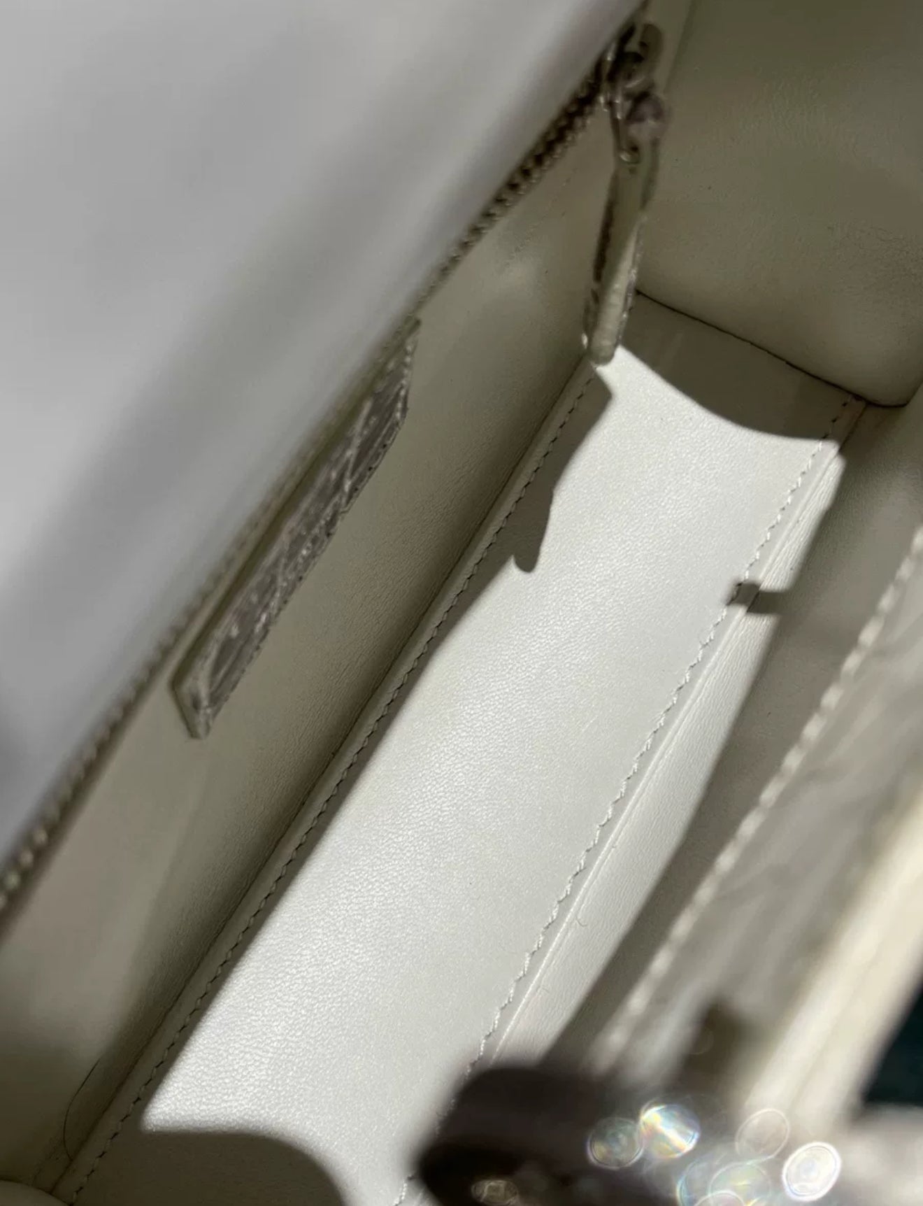 CHRISTIAN DIOR MINI LADY DIOR IN WHITE HIMALAYAN CROCODILE LEATHER  DIAMONDS