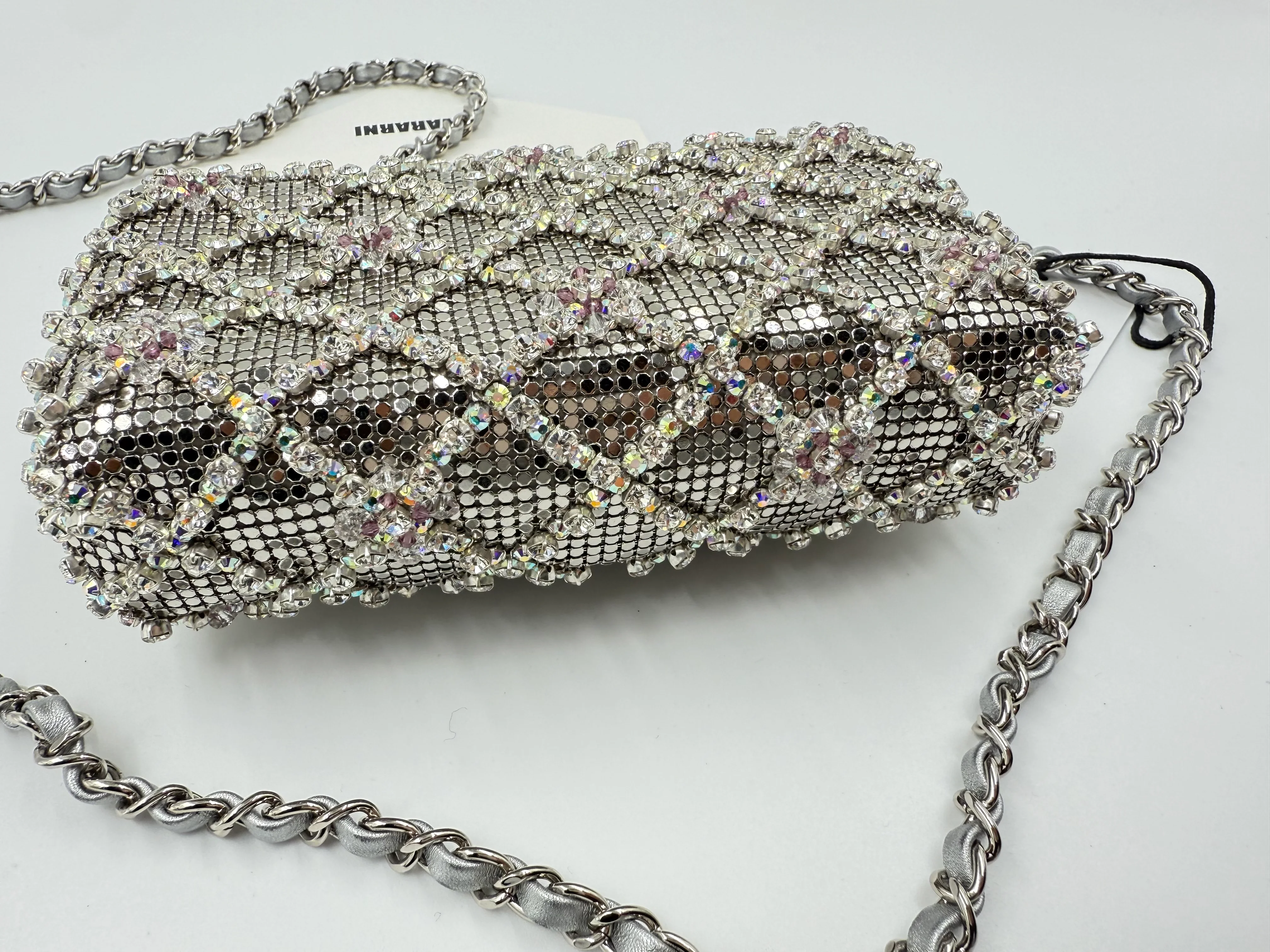 Chanel 22 diamond quilting silver-tone CC Mini Flap Bag