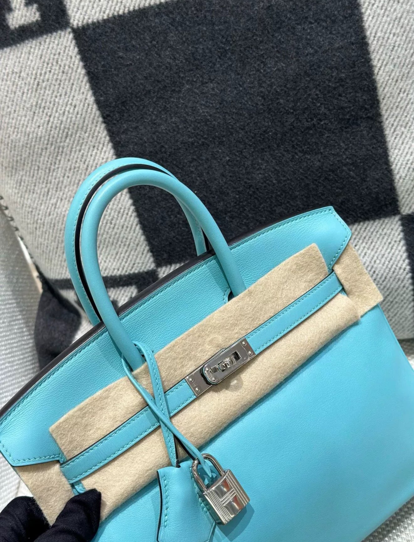 Hermes birkin 25 Bleu Atoll Swift leather Palladium Hardware