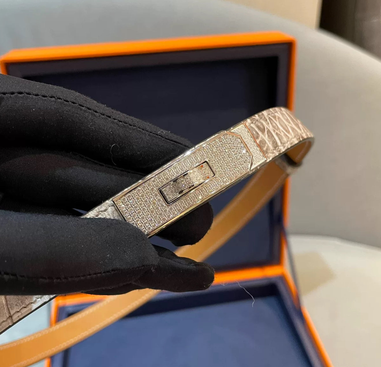 Hermes Diamond Himalaya Kelly Belt
