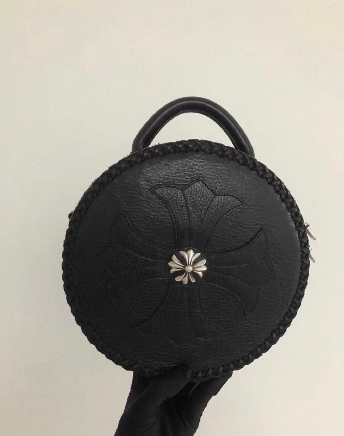 Chrome Heart Black disc round bag