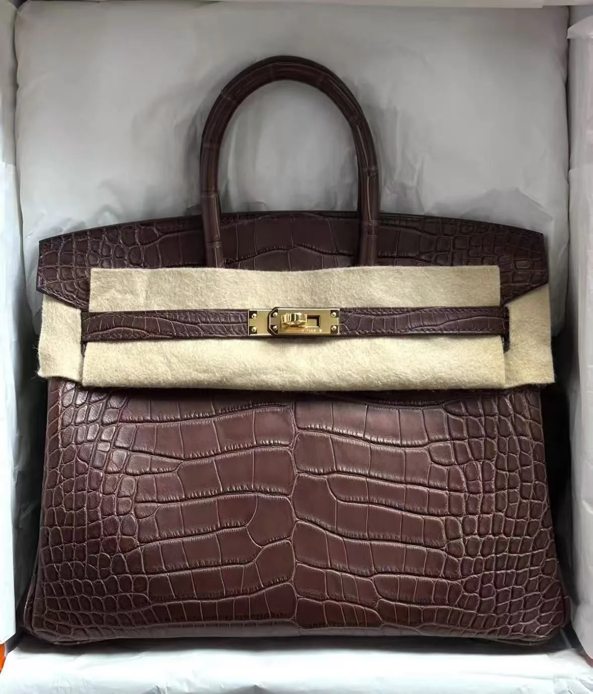 Hermes Birkin 25 Havane Matte Alligator Gold hardware