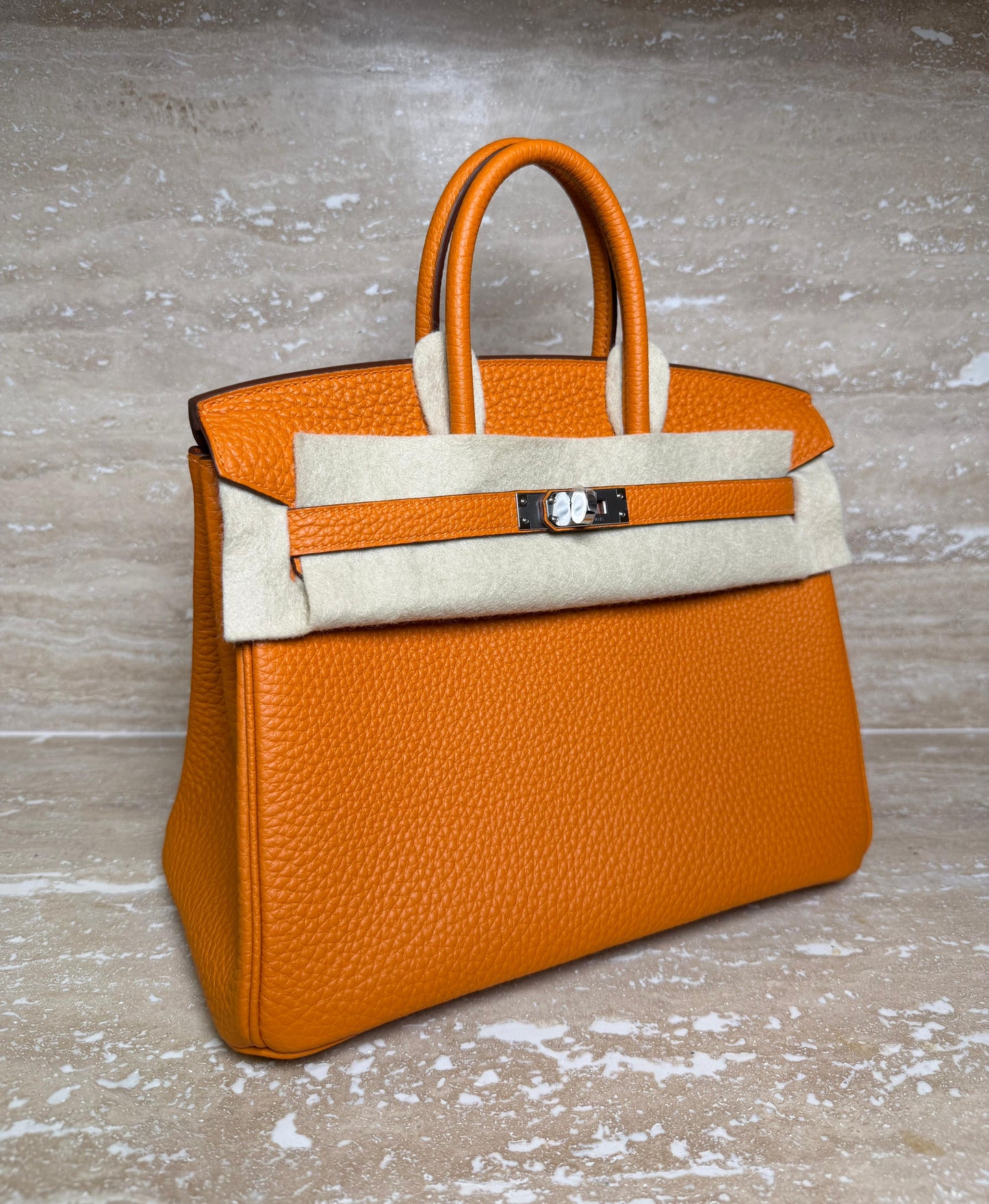 Hermes Birkin 25 Orange Togo Palladium hardware
