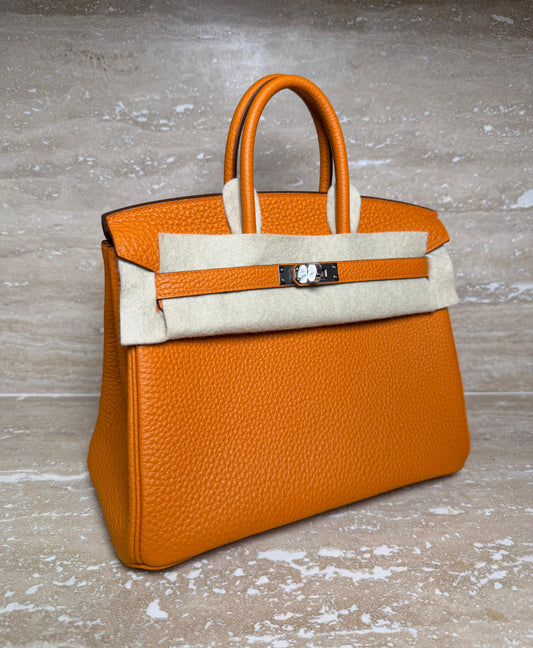 Hermes Birkin 25 Orange Togo Palladium hardware
