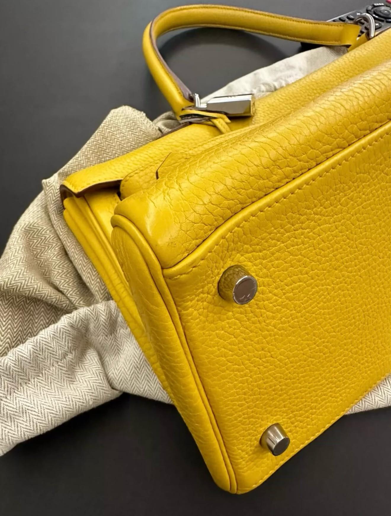 Hermes Shoulder Kelly Yellow Togo Leather Palladium Hardware