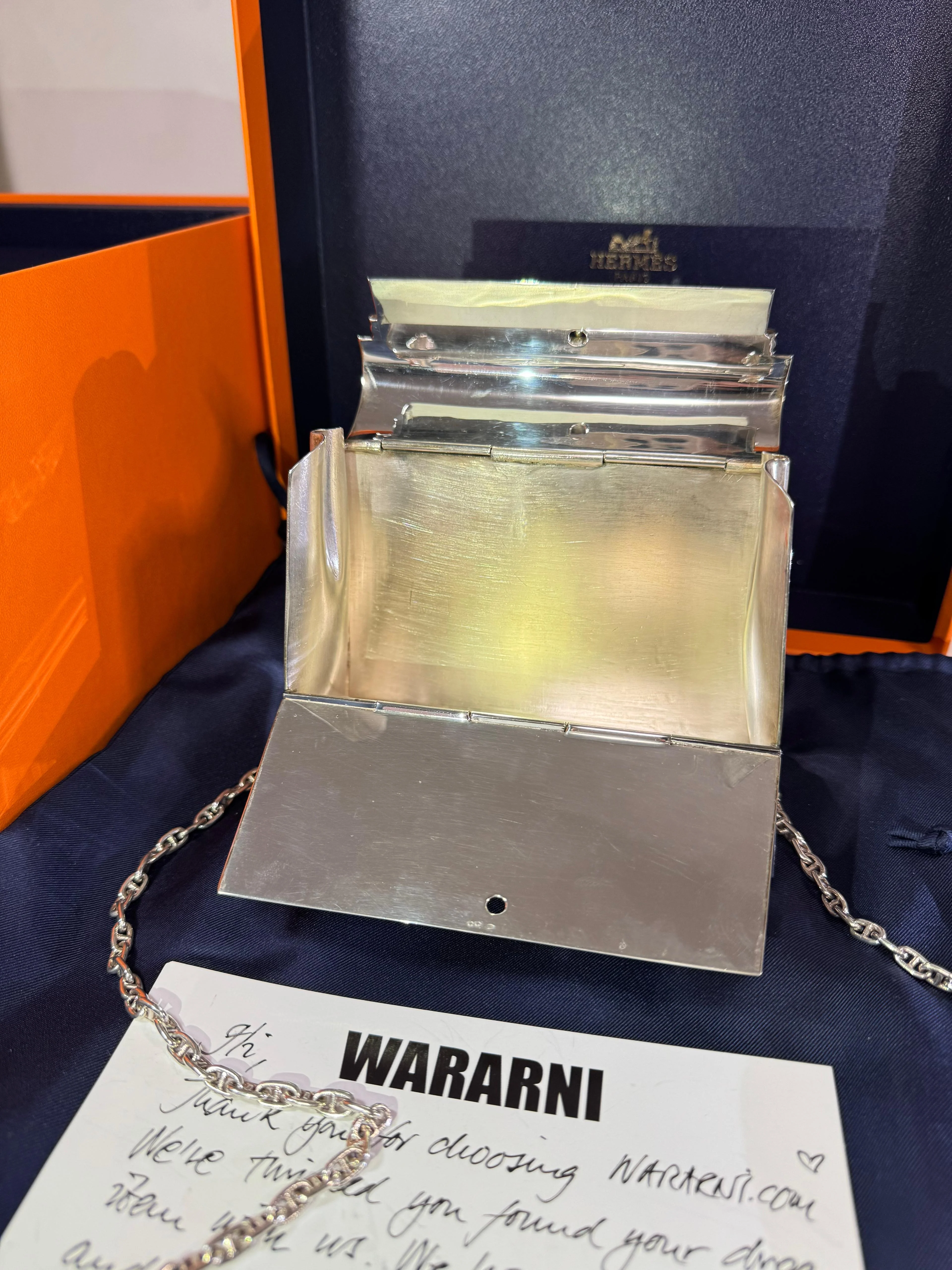 Hermès Kelly 15 Sterling Silver Vintage Limited Edition with Chaine d’Ancre Strap