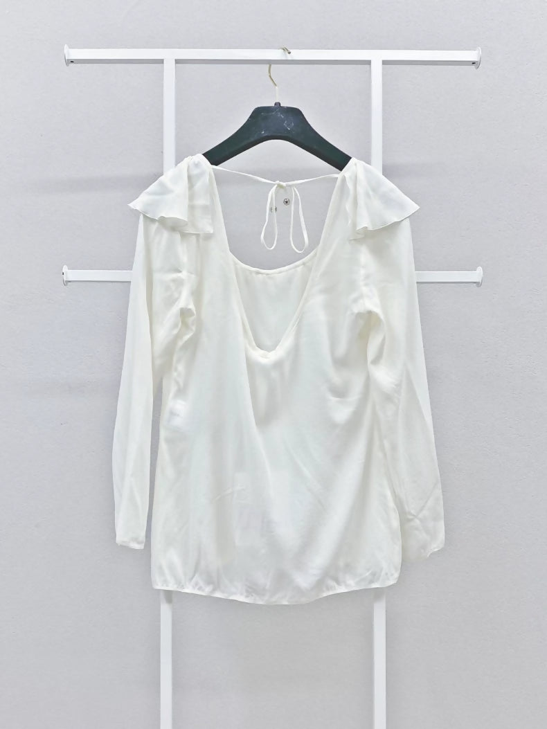 Chanel white silk top