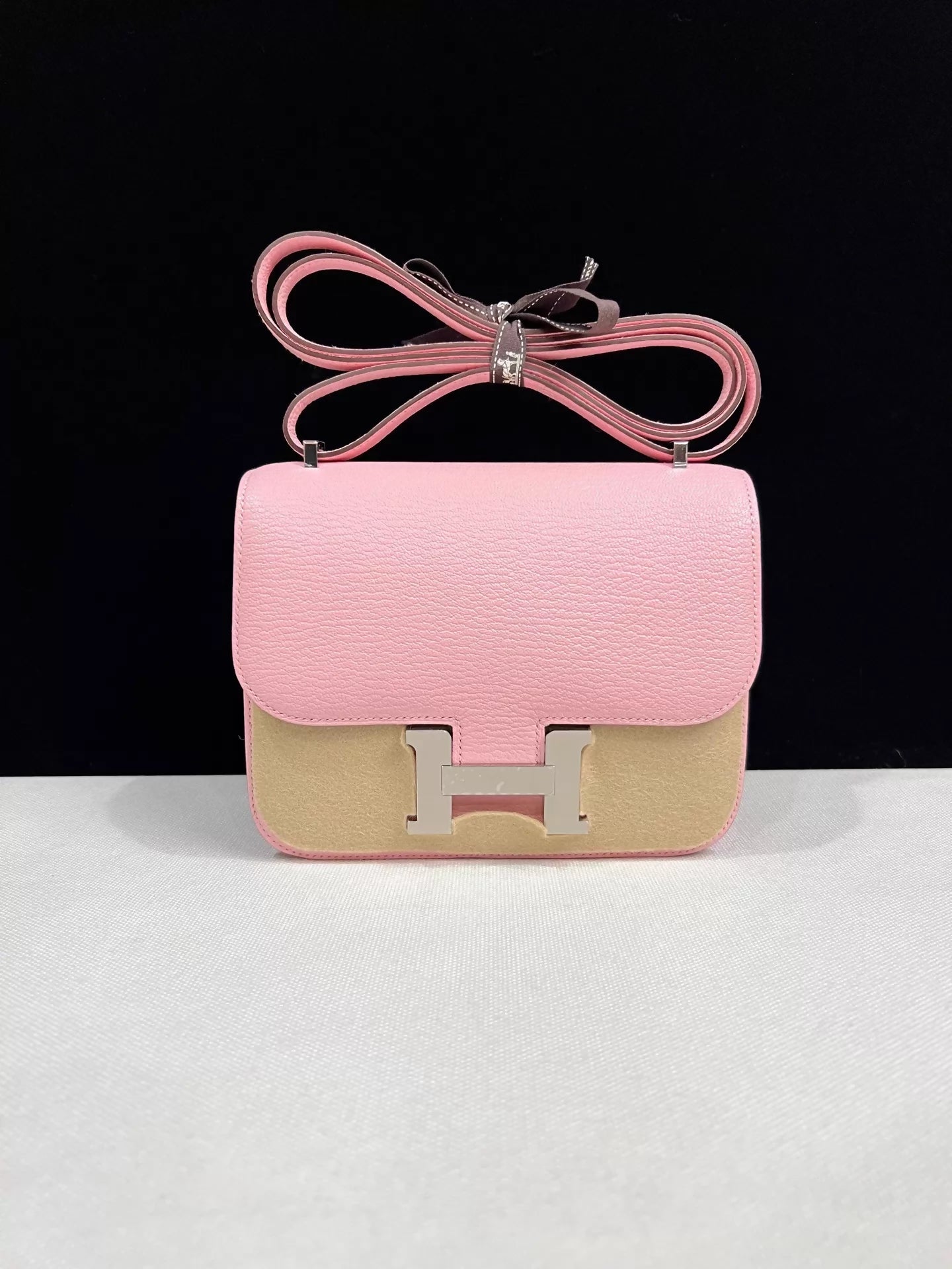 Hermes Constance 19 Pink rose sakura goat leather palladium hardware