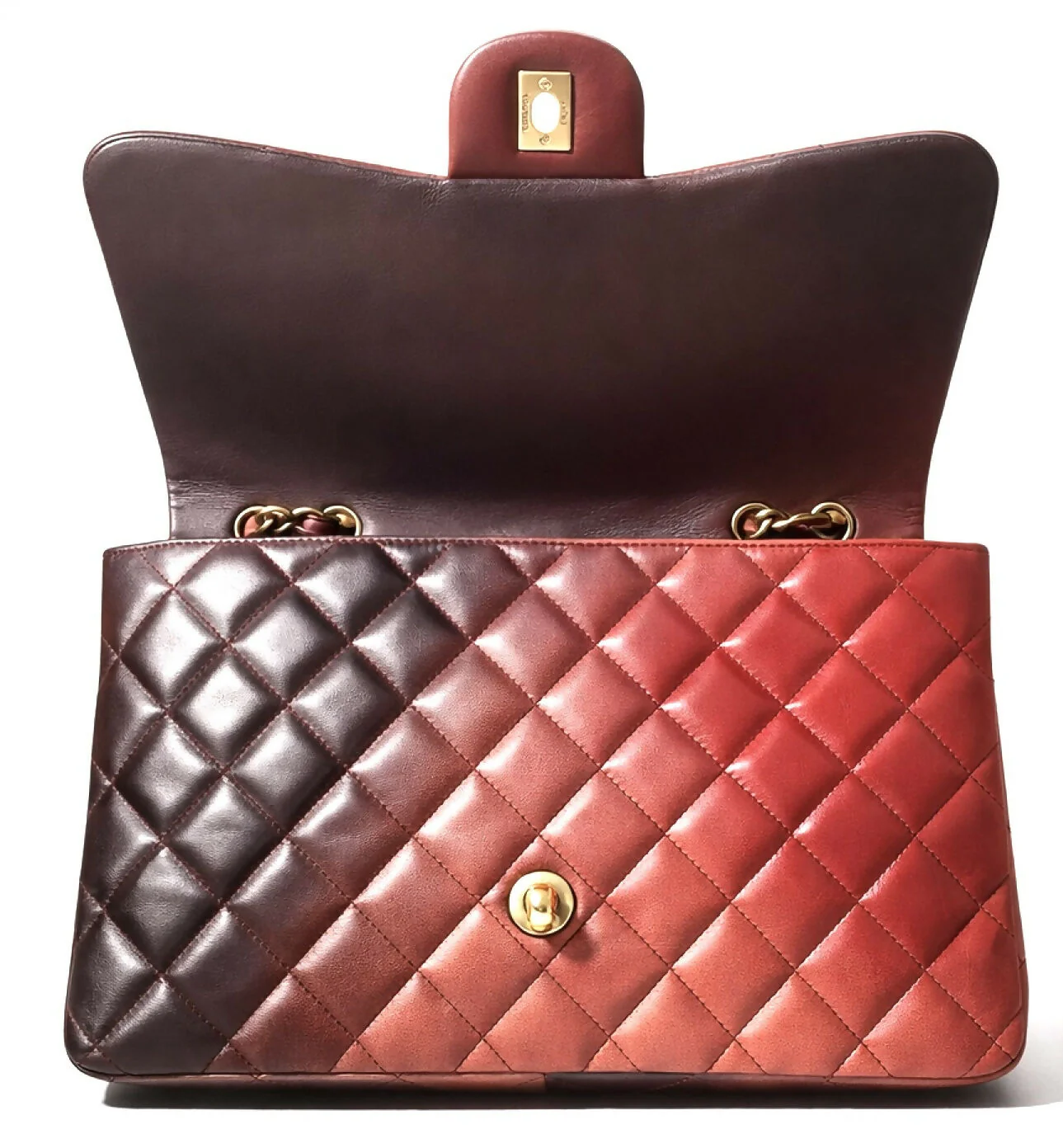 Chanel Jumbo Classic Ombre Pink Burgundy Quilted Lambskin Single Flap Bag