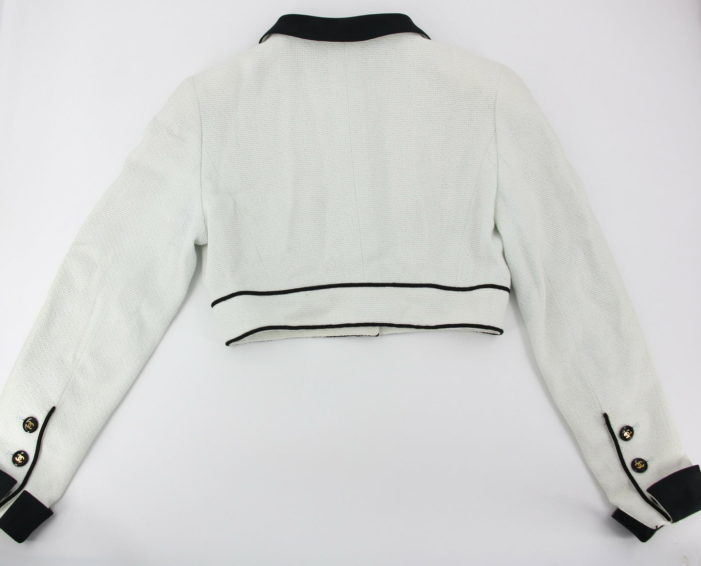 Chanel Vintage P95 Wool Coco Button White Light Green Short Jacket