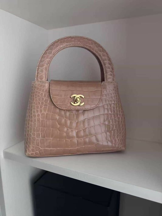 Chanel Vintage Mini Top Handle in Blush Alligator (Series 2)