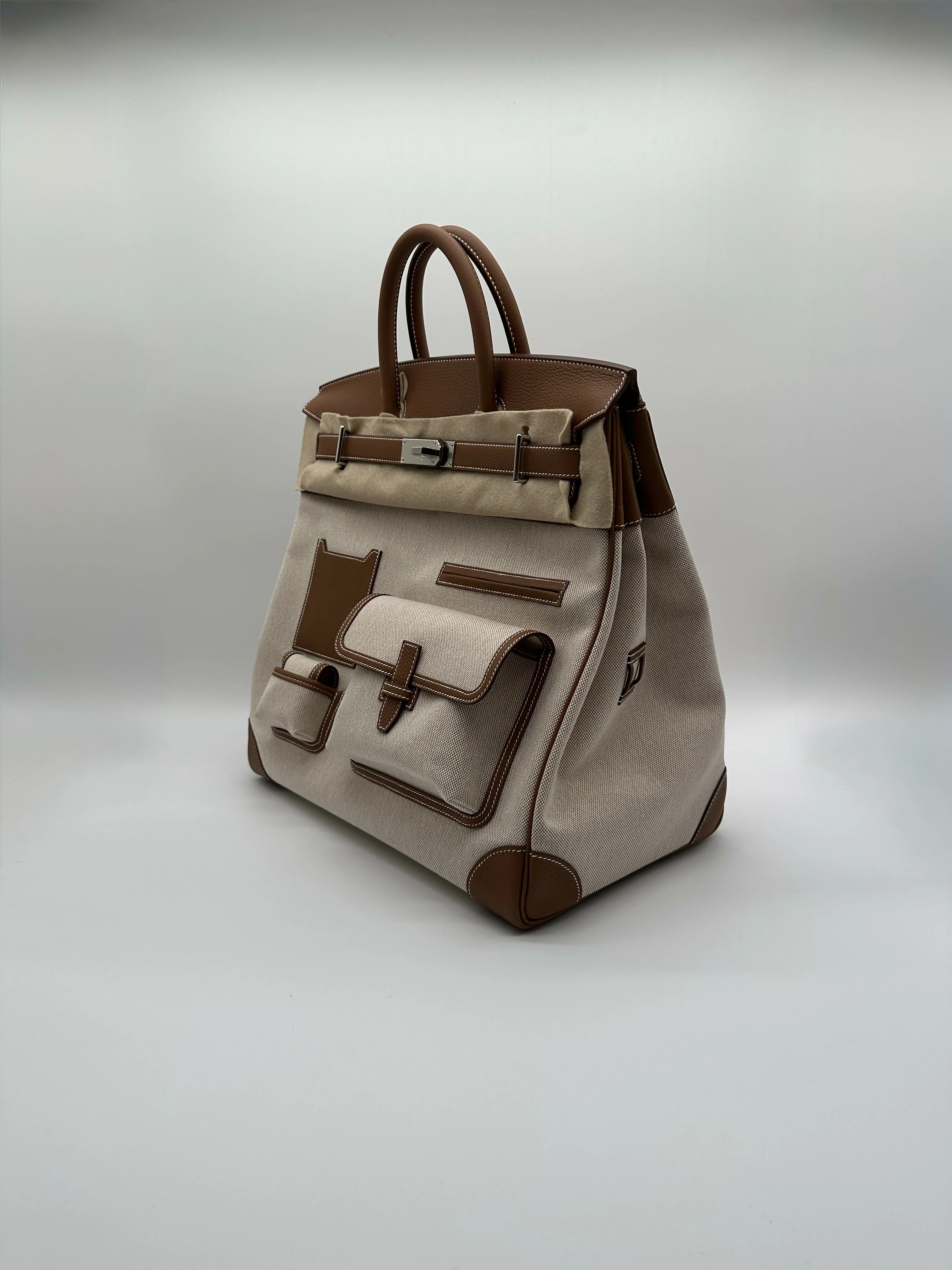 Hermès Haut à Courroies 40 Cargo Gold Togo and Toile PHW K 2025