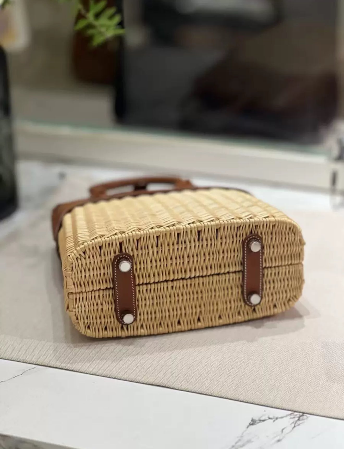 Hermes Limited Edition Bolide Bag Picnic Osier Wicker  Barenia Leather