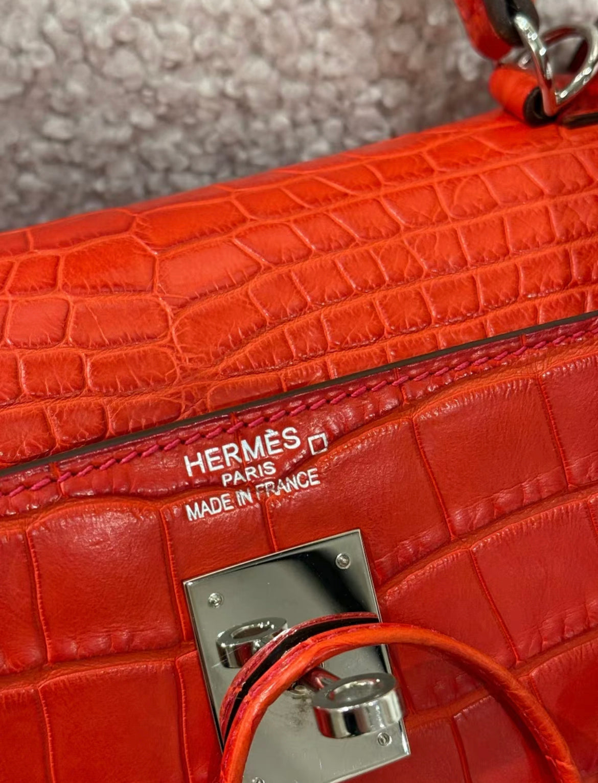 Hermès Kelly 35 Red Crocodile Palladium hardware
