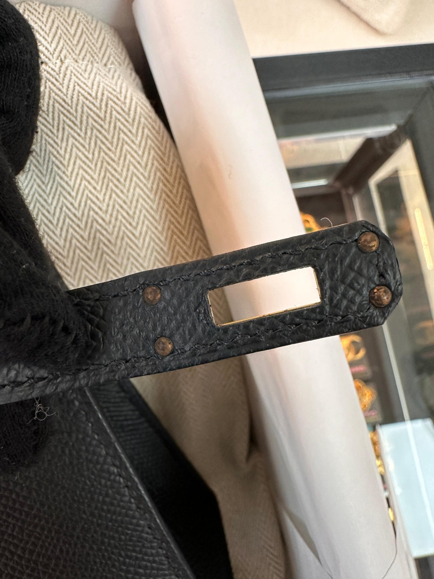 Hermès Kelly Black Epsom Mini Gold Hardware