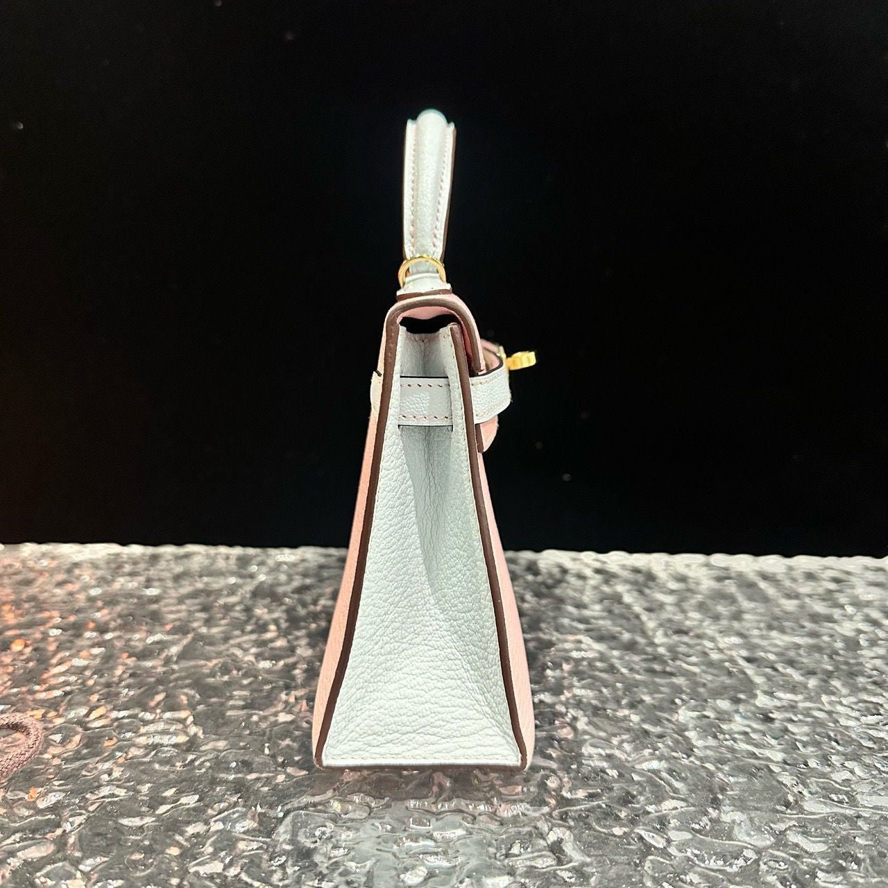 Hermes Mini Kelly II 20 Rose Sakura  Gris Perle Chèvre Gold Hardware