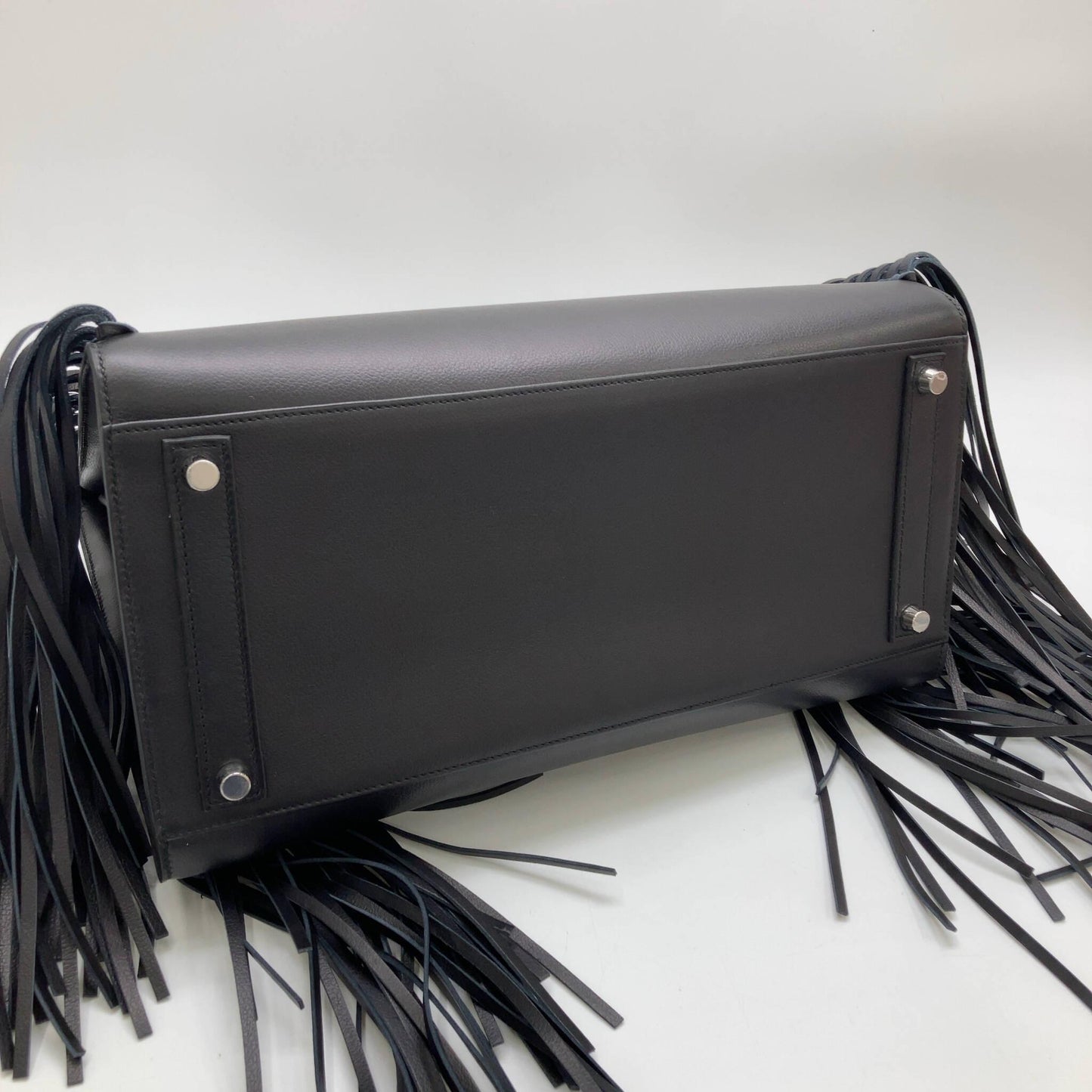Hermes Anate Fringe Birkin 35 Black Evergrain Handbag