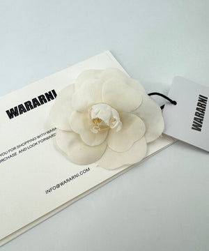 Chanel Vintage 81-85 Silk White Camellia Brooch