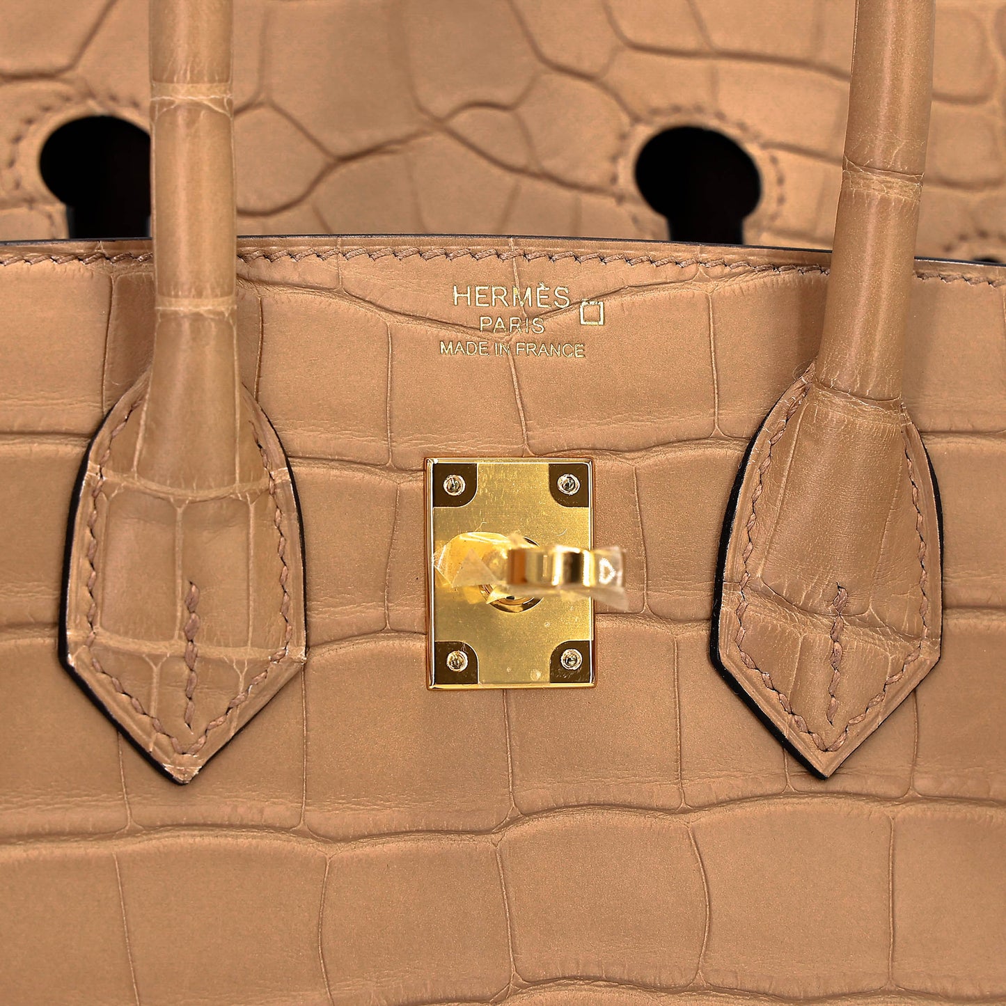 HERMÈS Birkin 25 Sellier Chai Matte Alligator Gold hardware
