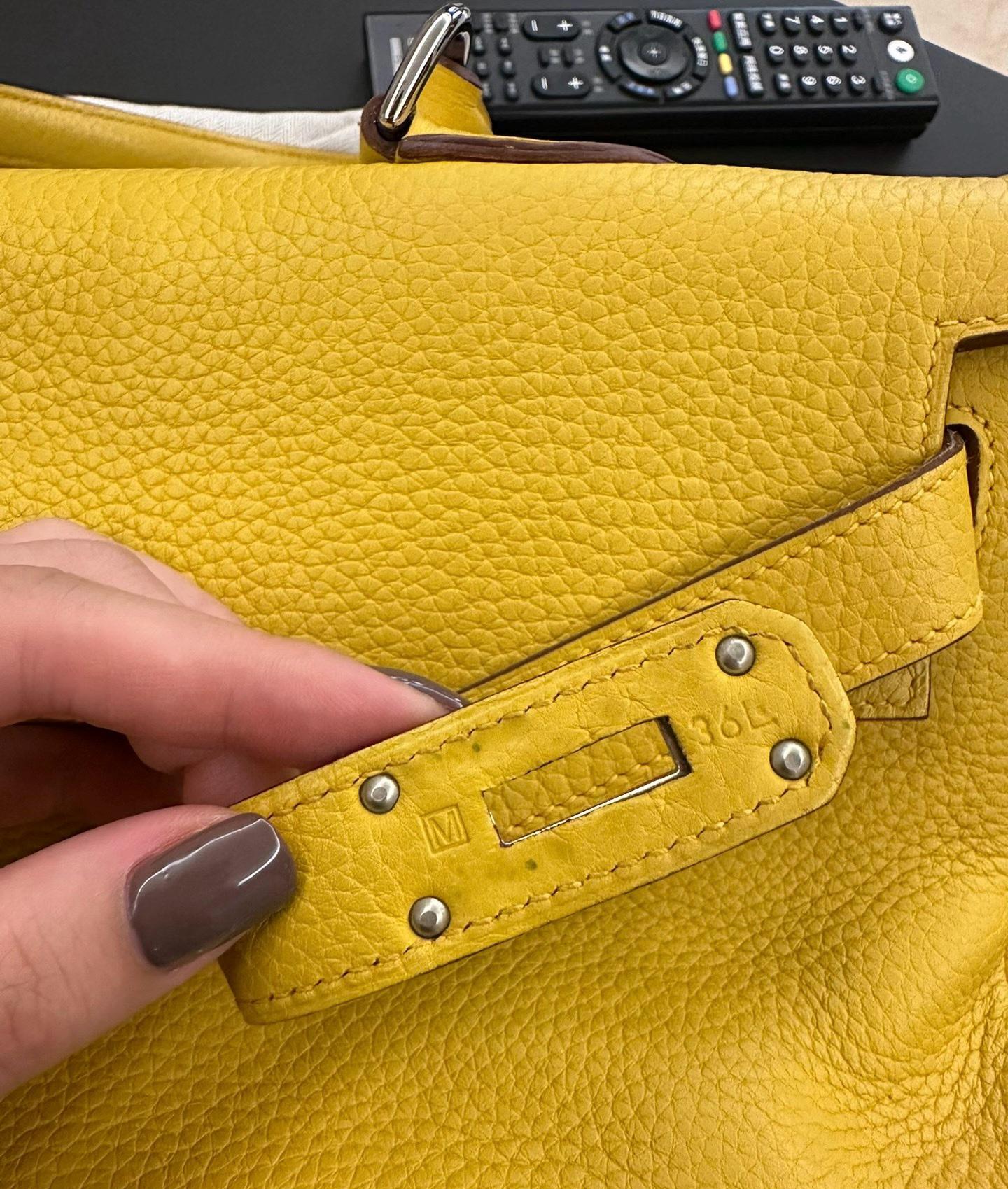 Hermes Shoulder Kelly Yellow Togo Leather Palladium Hardware