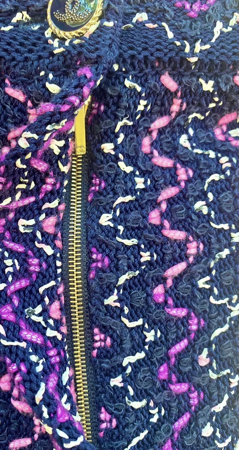 Chanel 21P Tweed Knit Multicolor Fringe Shorts FR 36