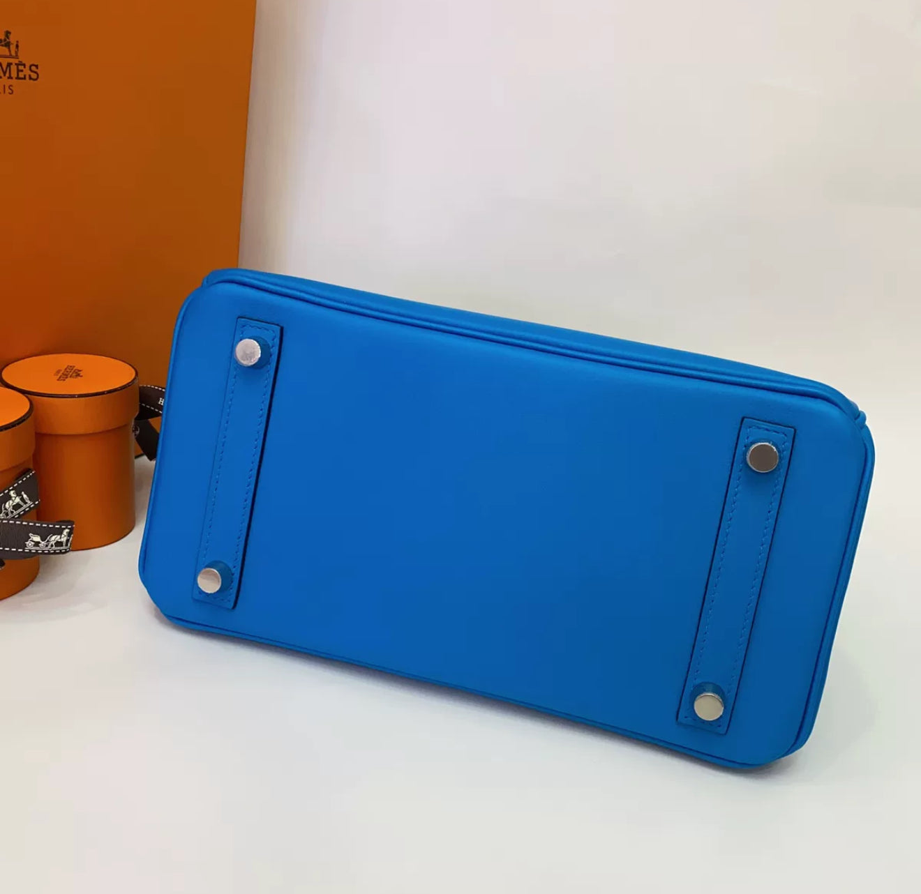 Hermes Birkin 25 Tanzanian blue Swift Leather Palladium Hardware