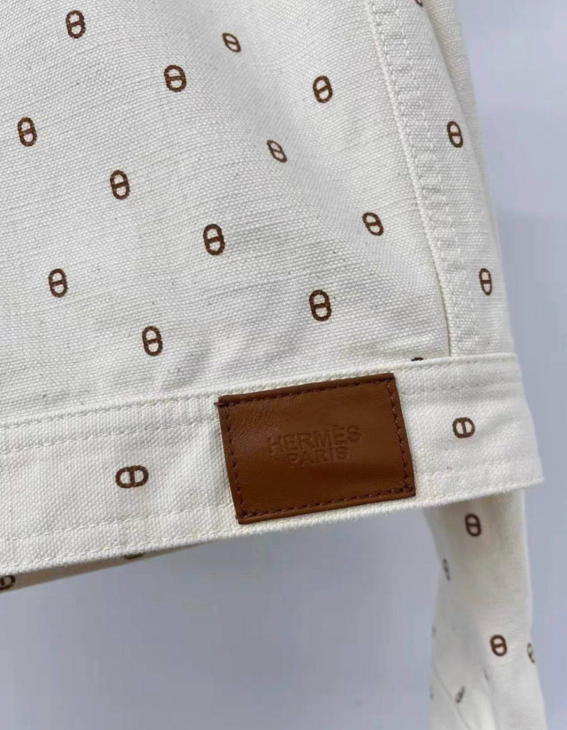 Hermès 23SS Cotton Denim Jacket size 42 Ladies White Chaîne dAncre