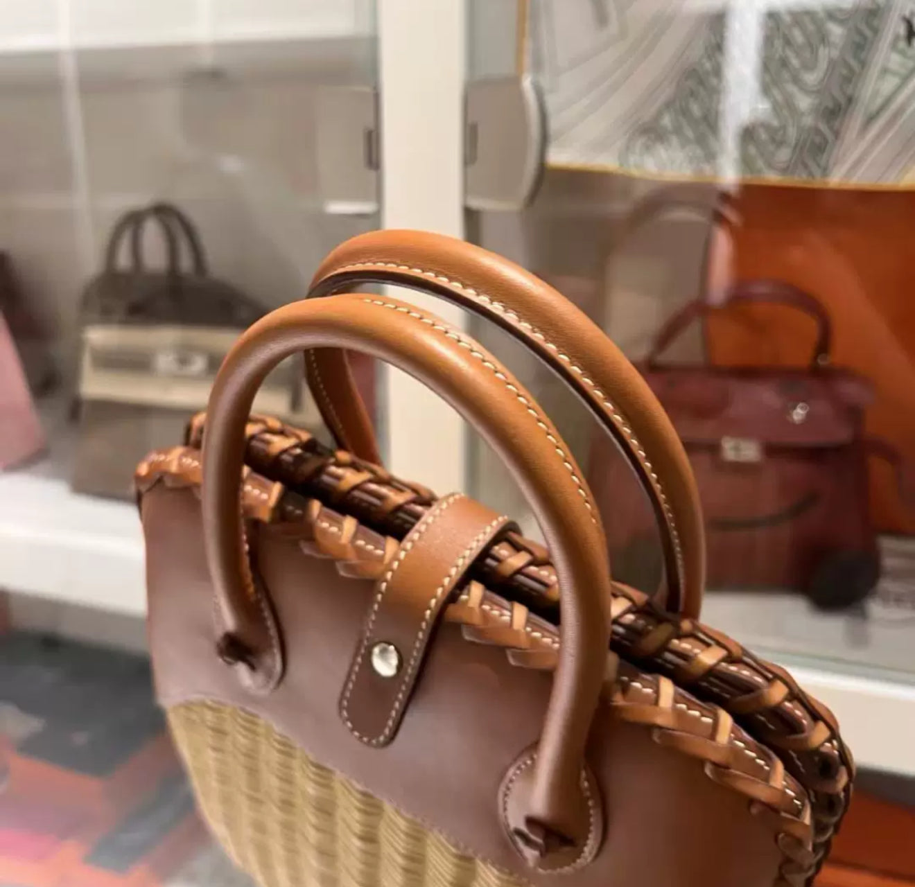 Hermes Limited Edition Bolide Bag Picnic Osier Wicker  Barenia Leather