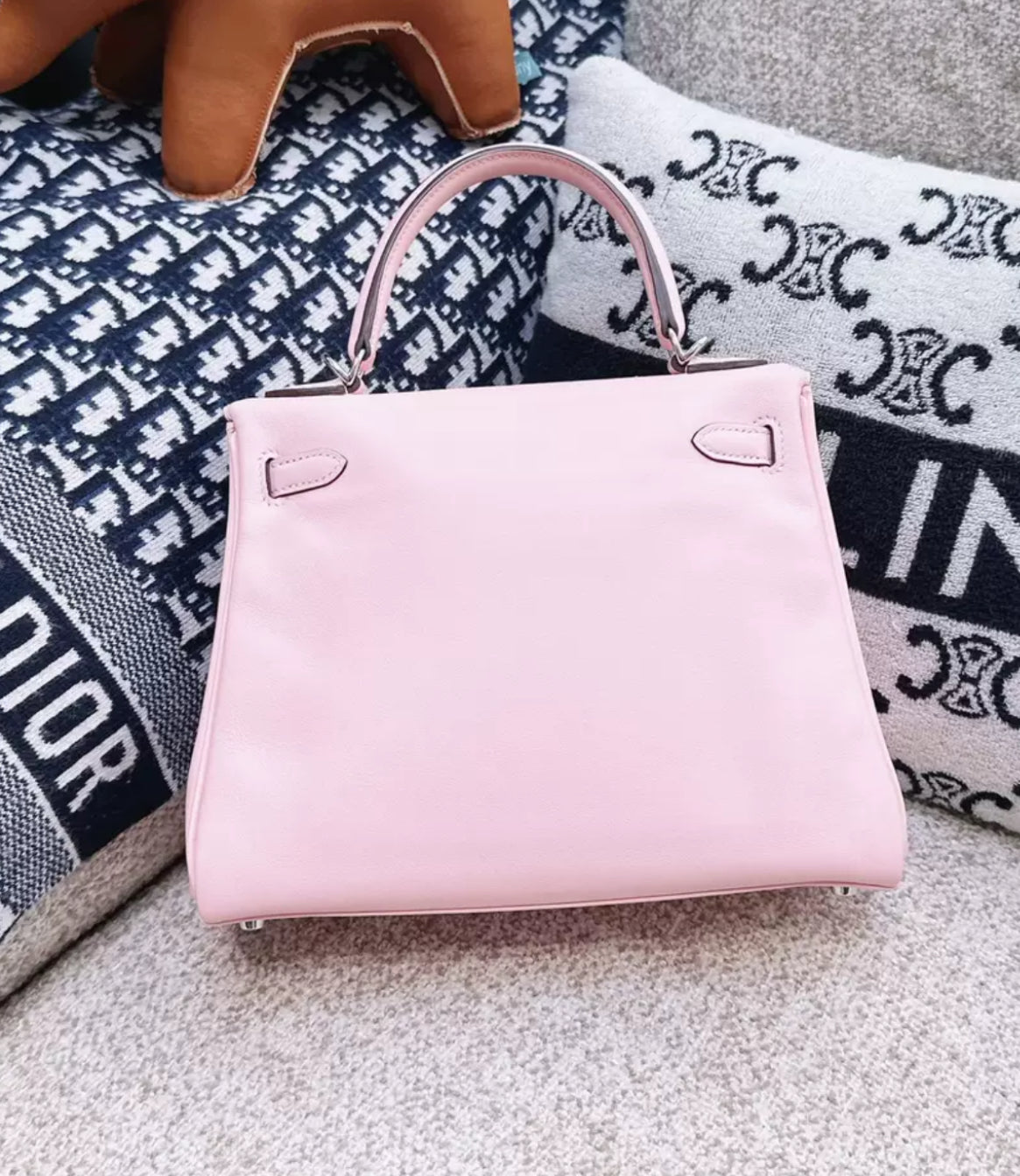 Hermes Kelly 25 Pink Sakura Swift Leather Palladium Hardware