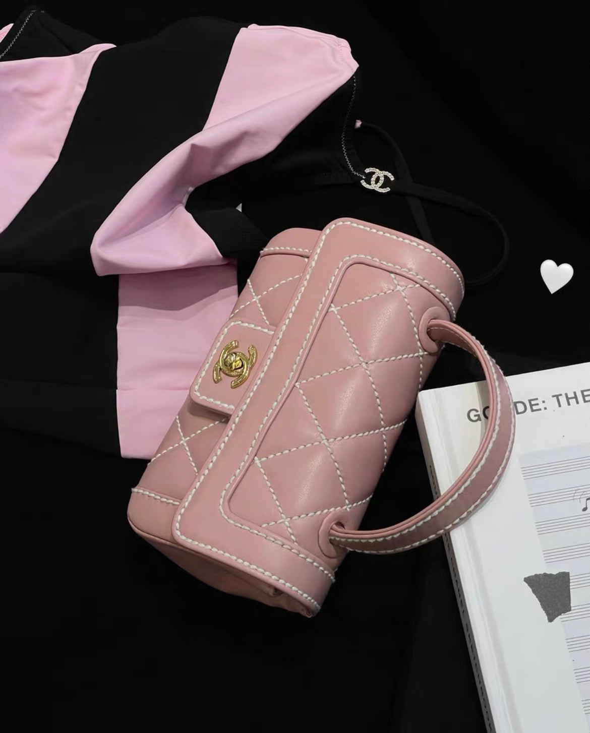 chanel vintage pink mini handbag gold