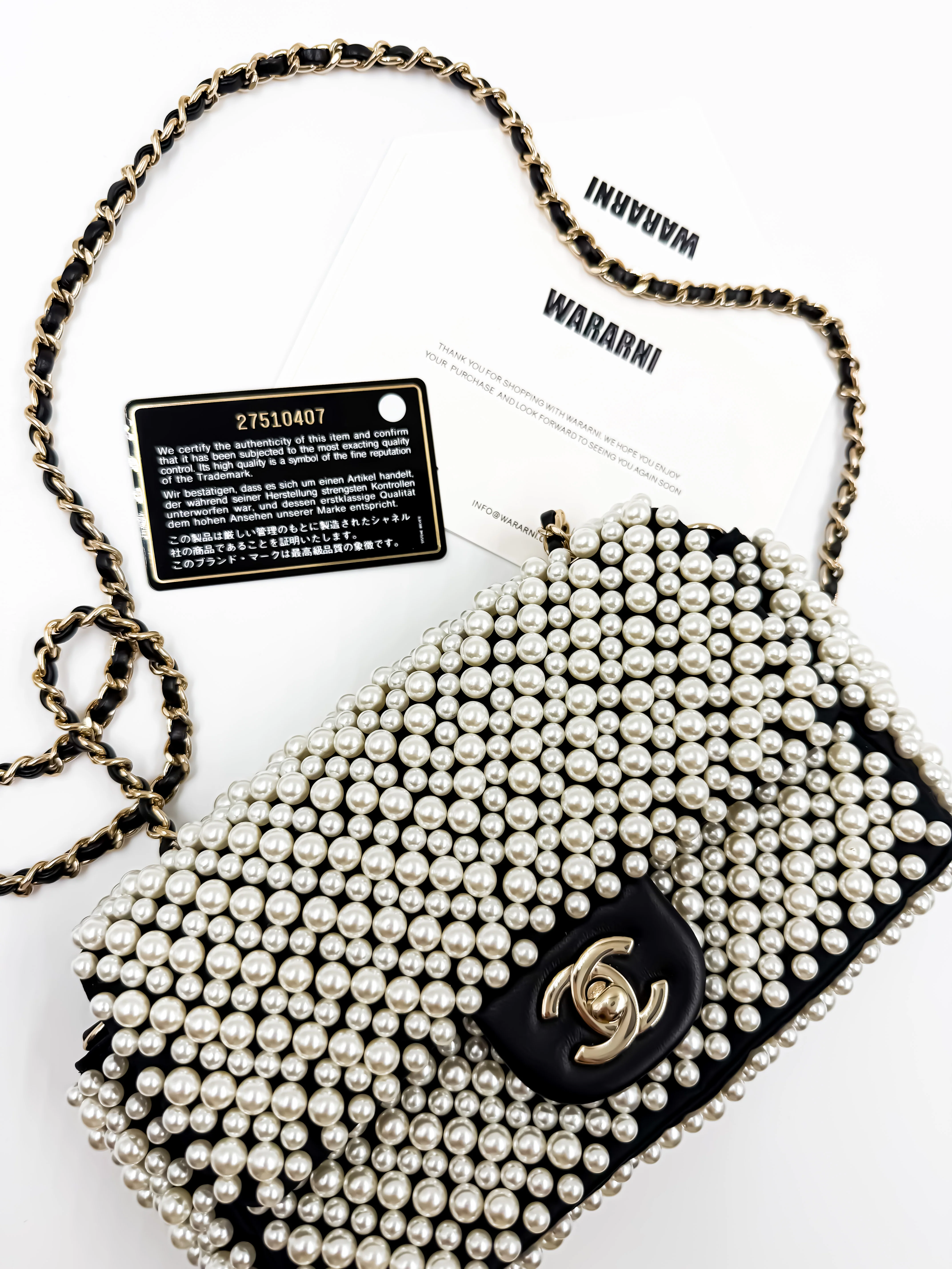 Chanel 19S Pearl-Embellished Mini Rectangular Flap Bag