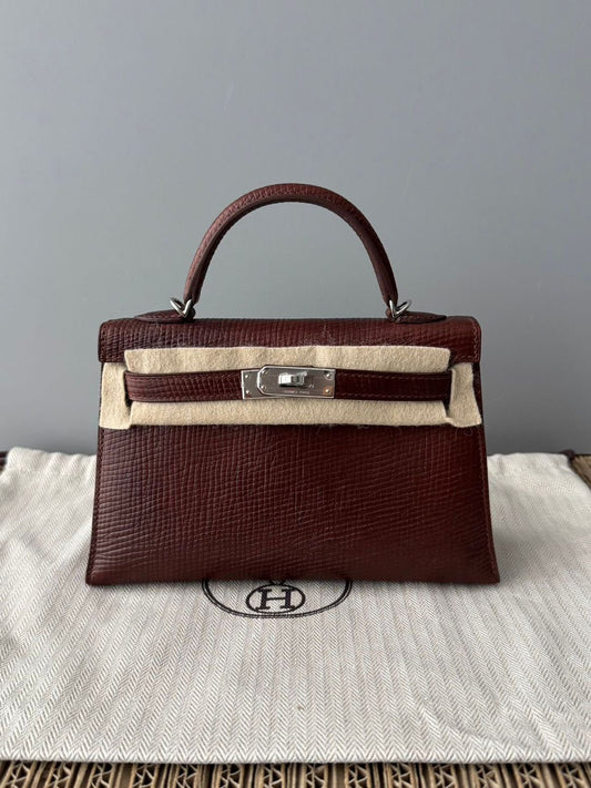 Hermes Mini Kelly 20 Terre Volynka Palladium Hardware