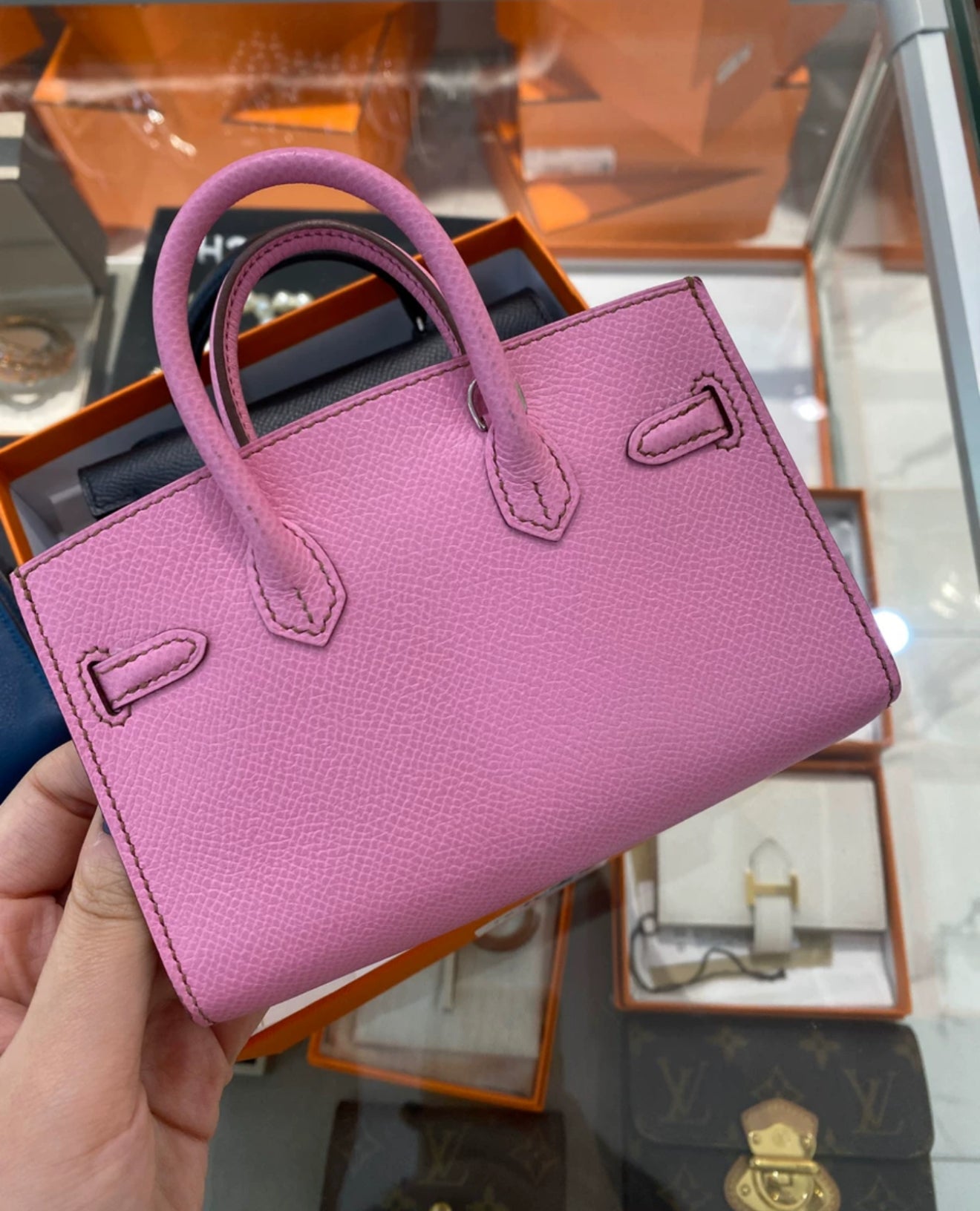 Hermès Bubblegum Pink Epsom Micro Kelly 15 Palladium Hardware