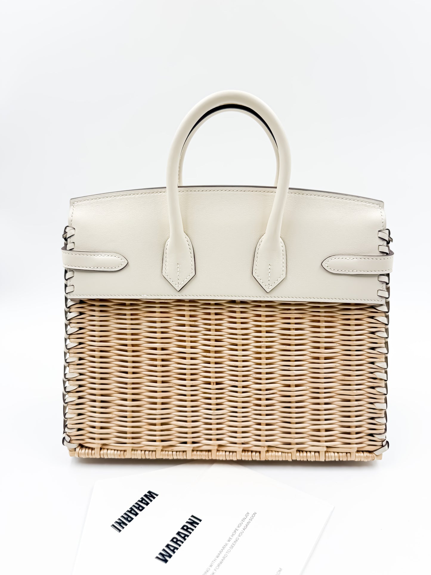 Limited Edition Hermes Birkin 25 Picnic Nata Palladium Hardware