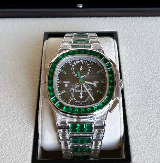 Patek Philippe 5990/1423G-001 Nautilus Travel Time Emerald Gem-Set