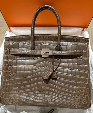 Hermès Birkin 35 Gris Éléphant Matte Niloticus Palladium hardware