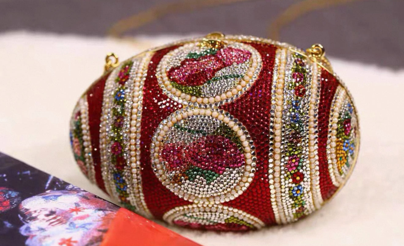 Judith Leiber Super Limited Edition Faberge Egg Crystal Evening Bag Minaudières